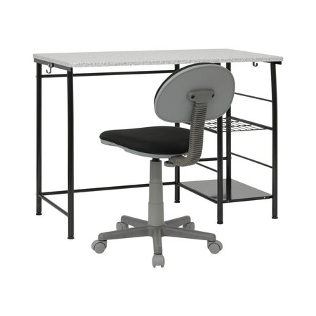 KD ETAGERE Study Zone II Student Desk & Task Chair Set, Black & Spatter Gray - 2 Piece KD2660998